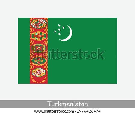 National Flag of Turkmenistan. Turkmenistani Country Flag. Turkmen Detailed Banner. EPS Vector Illustration File