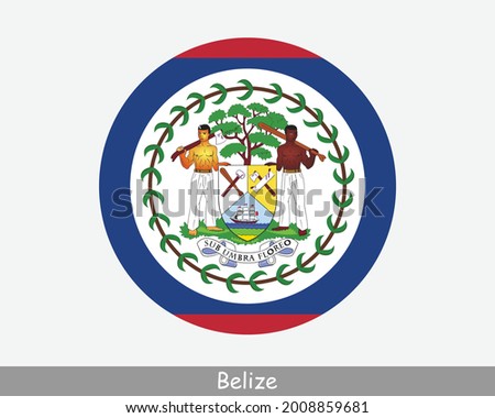 Belize Round Circle Flag. Belizean Circular Button Banner Icon. EPS Vector