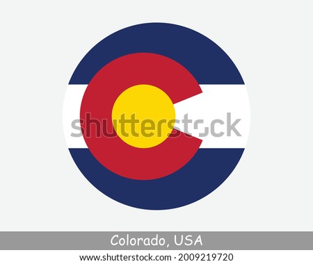 Colorado Round Circle Flag. CO USA State Circular Button Banner Icon. Colorado United States of America State Flag. The Centennial State EPS Vector