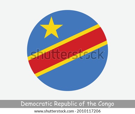 Democratic Republic of the Congo Round Circle Flag. DRC Circular Button Banner Icon. DROC EPS Vector