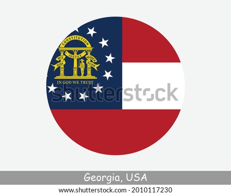 Georgia Round Circle Flag. GA USA State Circular Button Banner Icon. Georgia United States of America State Flag. Peach State EPS Vector