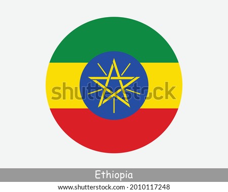 Ethiopia Round Circle Flag. Ethiopian Circular Button Banner Icon. EPS Vector