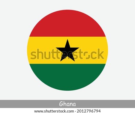 Ghana Round Circle Flag. Ghanaian Circular Button Banner Icon. EPS Vector