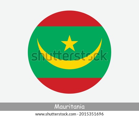 Mauritania Round Circle Flag. Mauritanian Circular Button Banner Icon. EPS Vector