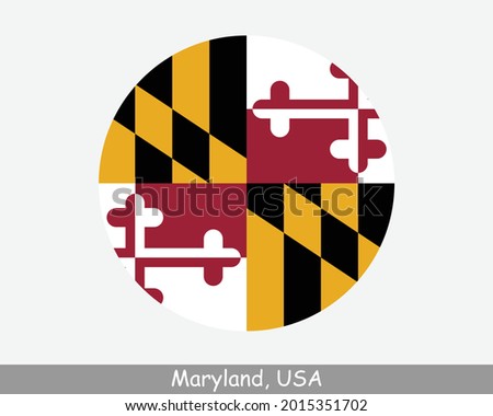 Maryland Round Circle Flag. MD USA State Circular Button Banner Icon. Maryland United States of America State Flag. Old Line State EPS Vector