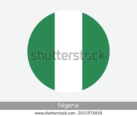 Nigeria Round Circle Flag. Nigerian Circular Button Banner Icon. EPS Vector