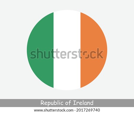 Republic of Ireland Round Circle Flag. Irish Circular Button Banner Icon. EPS Vector