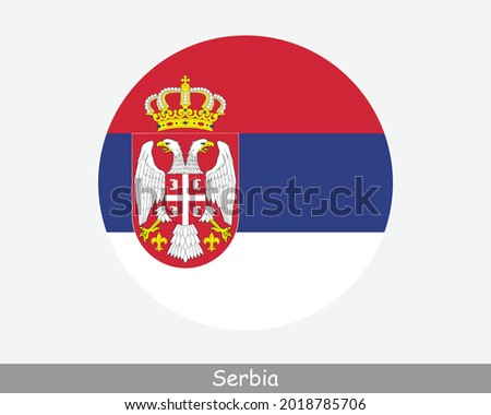 Serbia Round Circle Flag. Serbian Circular Button Banner Icon. EPS Vector