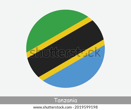 Tanzania Round Circle Flag. Tanzanian Circular Button Banner Icon. EPS Vector