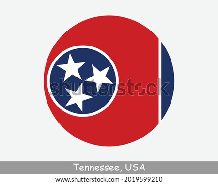 Tennessee Round Circle Flag. TN USA State Circular Button Banner Icon. Tennessee United States of America State Flag. The Volunteer State EPS Vector