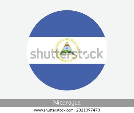 Nicaragua Round Circle Flag. Nicaraguan Circular Button Banner Icon. EPS Vector