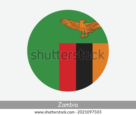 Zambia Round Circle Flag. Zambian Circular Button Banner Icon. EPS Vector