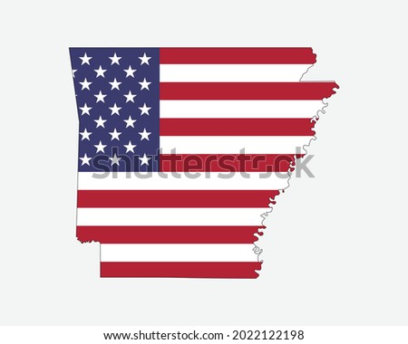 Arkansas Map on American Flag. AR, USA State Map on US Flag. EPS Vector Graphic Clipart Icon