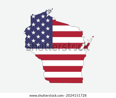 Wisconsin Map on American Flag. WI, USA State Map on US Flag. EPS Vector Graphic Clipart Icon