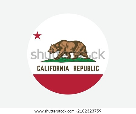 California USA Round State Flag. CA, US Circle Flag. State of California, United States of America Circular Shape Button Banner. EPS Vector Illustration.