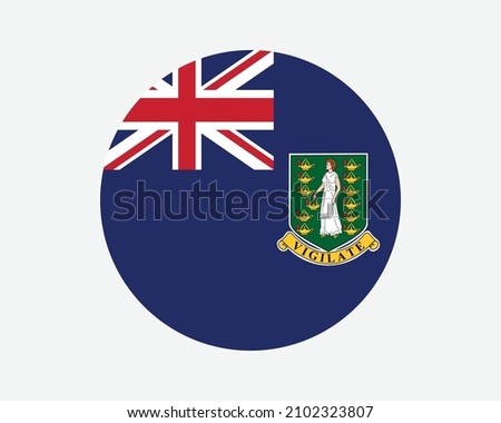 British Virgin Islands Round Flag. BVI, United Kingdom UK Circle Flag. British Overseas Territory Circular Shape Button Banner. EPS Vector Illustration.