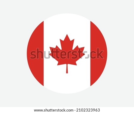 Canada Round Country Flag. Circular Canadian National Flag. Canada Circle Shape Button Banner. EPS Vector Illustration. Foto stock © 
