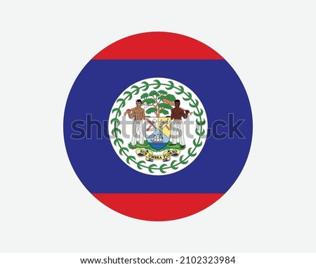 Belize Round Country Flag. Circular Belizean National Flag. Belize Circle Shape Button Banner. EPS Vector Illustration.