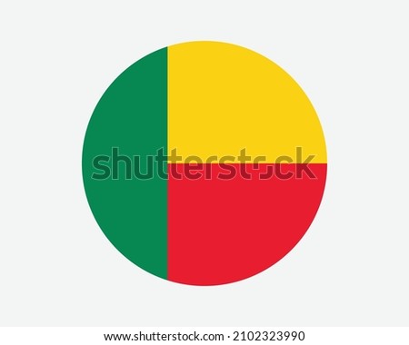 Benin Round Country Flag. Circular Beninese National Flag. Republic of Benin Circle Shape Button Banner. EPS Vector Illustration.