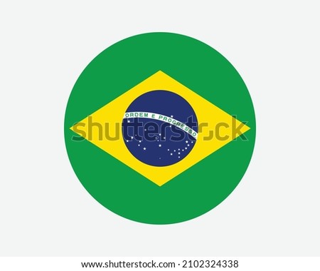Brazil Round Country Flag. Circular Brazilian National Flag. Federative Republic of Brazil Circle Shape Button Banner. EPS Vector Illustration.