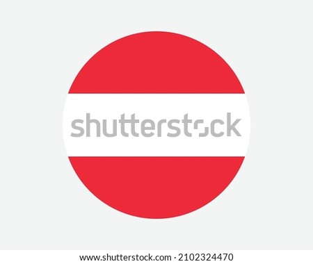 Austria Round Country Flag. Circular Austrian National Flag. Republic of Austria Circle Shape Button Banner. EPS Vector Illustration.