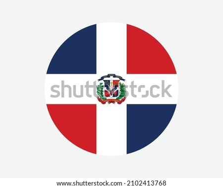 Dominican Republic Round Country Flag. Circular Dominican National Flag. Quisqueyan Circle Shape Button Banner. EPS Vector Illustration.