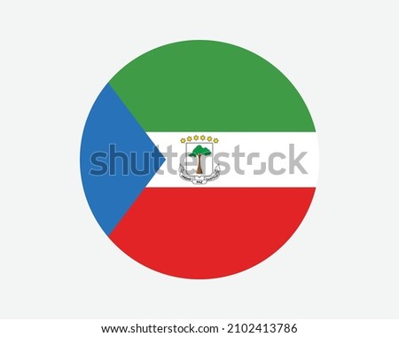 Equatorial Guinea Round Country Flag. Circular Equatoguinean National Flag. Equatorial Guinea Circle Shape Button Banner. EPS Vector Illustration.
