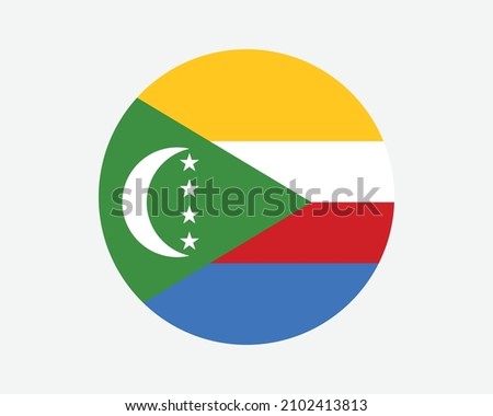 Comoros Round Country Flag. Circular Comorian National Flag. Union of the Comoros Circle Shape Button Banner. EPS Vector Illustration.