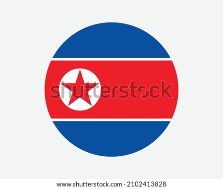 North Korea Round Country Flag. Circular DPRK National Flag. Democratic People's Republic of Korea Circle Shape Button Banner. EPS Vector Illustration.