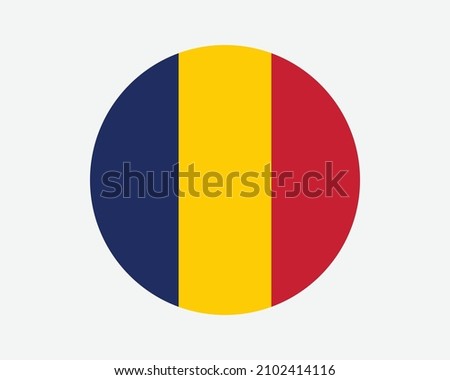 Chad Round Country Flag. Circular Chadian National Flag. Republic of Chad Circle Shape Button Banner. EPS Vector Illustration.