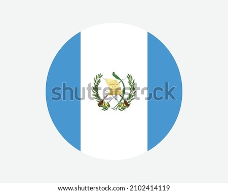 Guatemala Round Country Flag. Guatemalan Circle National Flag. Republic of Guatemala Circular Shape Button Banner. EPS Vector Illustration.