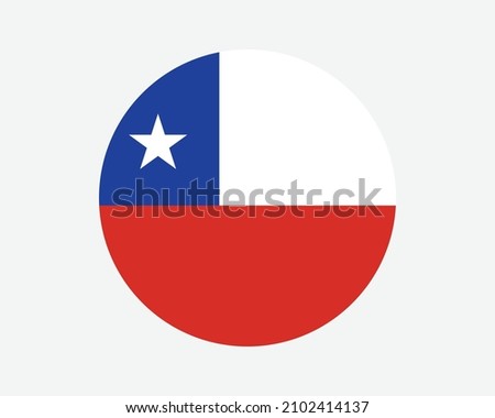 Chile Round Country Flag. Circular Chilean National Flag. Republic of Chile Circle Shape Button Banner. EPS Vector Illustration.