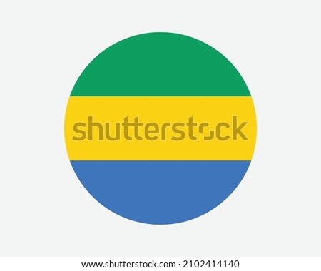 Gabon Round Country Flag. Circular Gabonese National Flag. Gabonese Republic Circle Shape Button Banner. EPS Vector Illustration.
