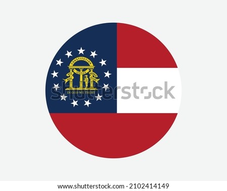 Georgia USA Round State Flag. GA, US Circle Flag. State of Georgia, United States of America Circular Shape Button Banner. EPS Vector Illustration.