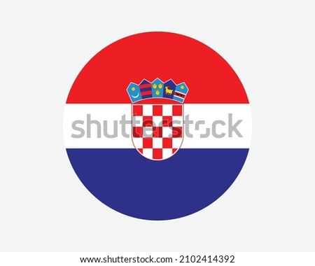 Croatia Round Country Flag. Circular Croatian National Flag. Republic of Croatia Circle Shape Button Banner. EPS Vector Illustration.