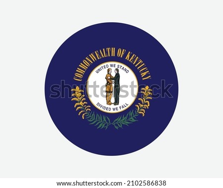 Kentucky USA Round State Flag. KY, US Circle Flag. State of Kentucky, United States of America Circular Shape Button Banner. EPS Vector Illustration.