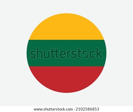 Lithuania Round Country Flag. Lithuanian Circle National Flag. Republic of Lithuania Circular Shape Button Banner. EPS Vector Illustration.