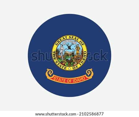 Idaho USA Round State Flag. ID, US Circle Flag. State of Idaho, United States of America Circular Shape Button Banner. EPS Vector Illustration.