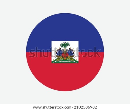 Haiti Round Country Flag. Haitian Circle National Flag. Republic of Haiti Circular Shape Button Banner. EPS Vector Illustration.