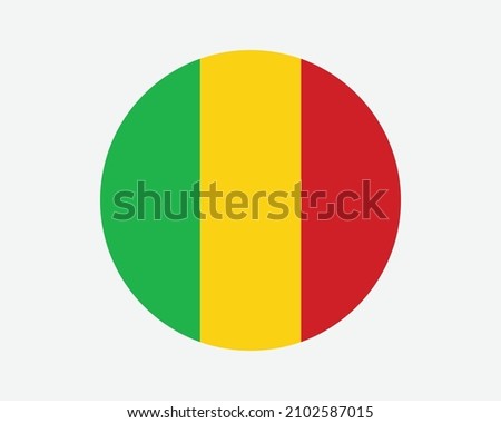 Mali Round Country Flag. Malian Circle National Flag. Republic of Mali Circular Shape Button Banner. EPS Vector Illustration.