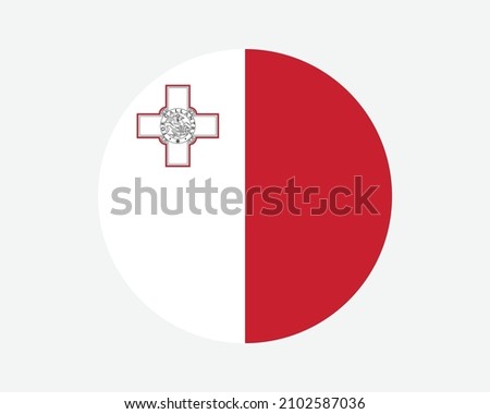 Malta Round Country Flag. Maltese Circle National Flag. Republic of Malta Circular Shape Button Banner. EPS Vector Illustration.