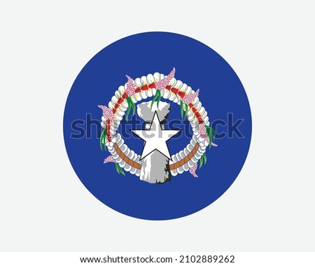 Northern Mariana Islands Round Flag. Northern Mariana Islands Circle Flag. US USA Commonwealth United States Territory Circular Shape Button Banner. EPS Vector Illustration.