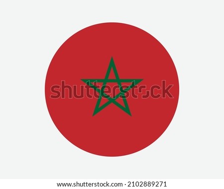 Morocco Round Country Flag. Moroccan Circle National Flag. Kingdom of Morocco Circular Shape Button Banner. EPS Vector Illustration.
