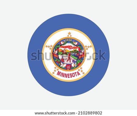 Minnesota USA Round State Flag. MN, US Circle Flag. State of Minnesota, United States of America Circular Shape Button Banner. EPS Vector Illustration.