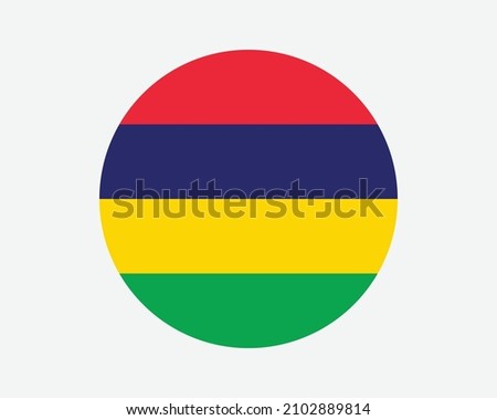 Mauritius Round Country Flag. Mauritian Circle National Flag. Republic of Mauritius Circular Shape Button Banner. EPS Vector Illustration.