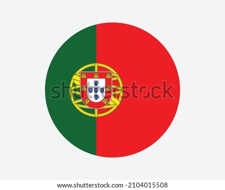 Portugal Round Country Flag. Portuguese Circle National Flag. Portuguese Republic Circular Shape Button Banner. EPS Vector Illustration.