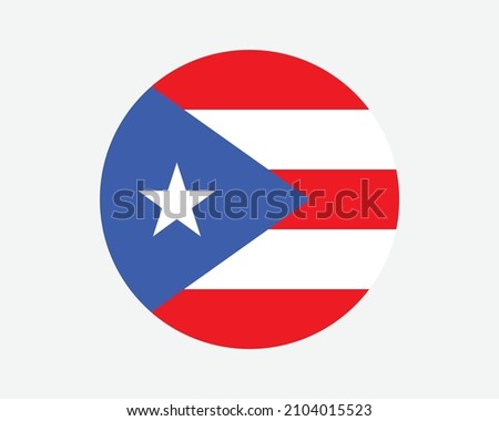 Puerto Rico Round Flag. PR, Puerto Rican Circle Flag. Unincorporated and Organized US USA Commonwealth Circular Shape Button Banner. EPS Vector Illustration.