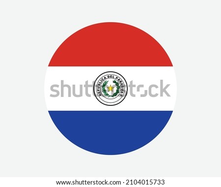 Paraguay Round Country Flag. Paraguayan Circle National Flag. Republic of Paraguay Circular Shape Button Banner. EPS Vector Illustration.