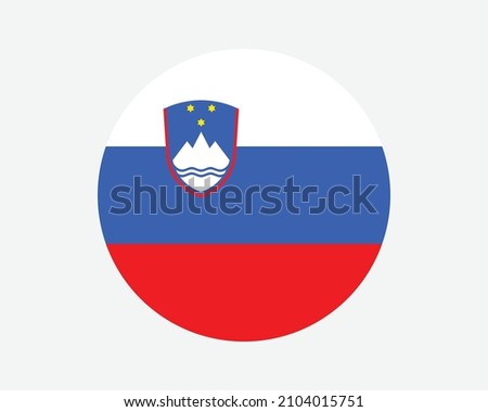 Slovenia Round Country Flag. Slovenian Slovene Circle National Flag. Republic of Slovenia Circular Shape Button Banner. EPS Vector Illustration.