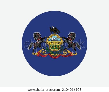 Pennsylvania USA Round State Flag. PA, US Circle Flag. State of Pennsylvania, United States of America Circular Shape Button Banner. EPS Vector Illustration.